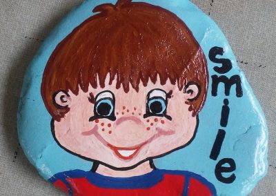 Painted Rock Smile Boy